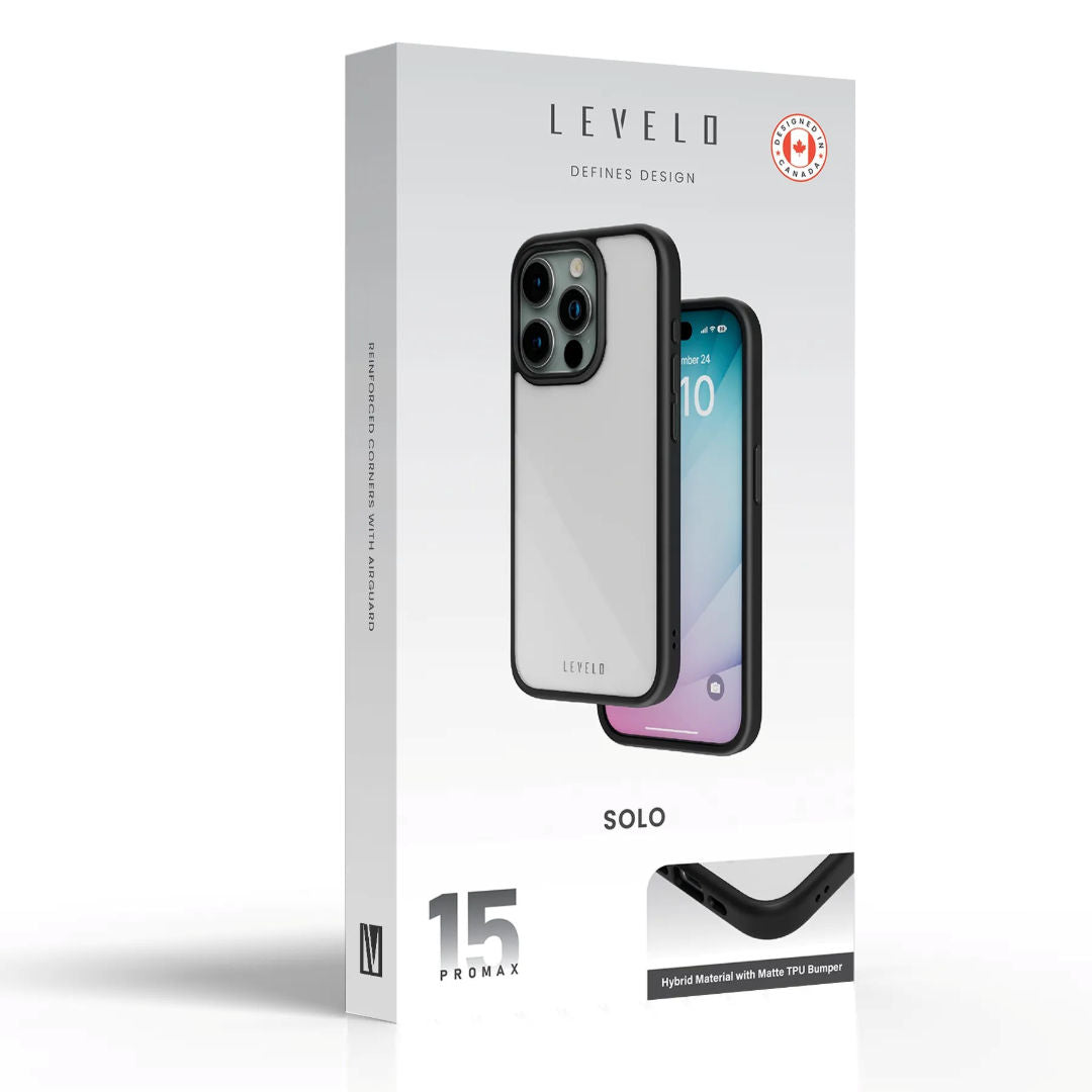 Levelo Solo Case For iPhone 15 Pro/15 Pro Max, Clearview Technology, Hybrid Construction