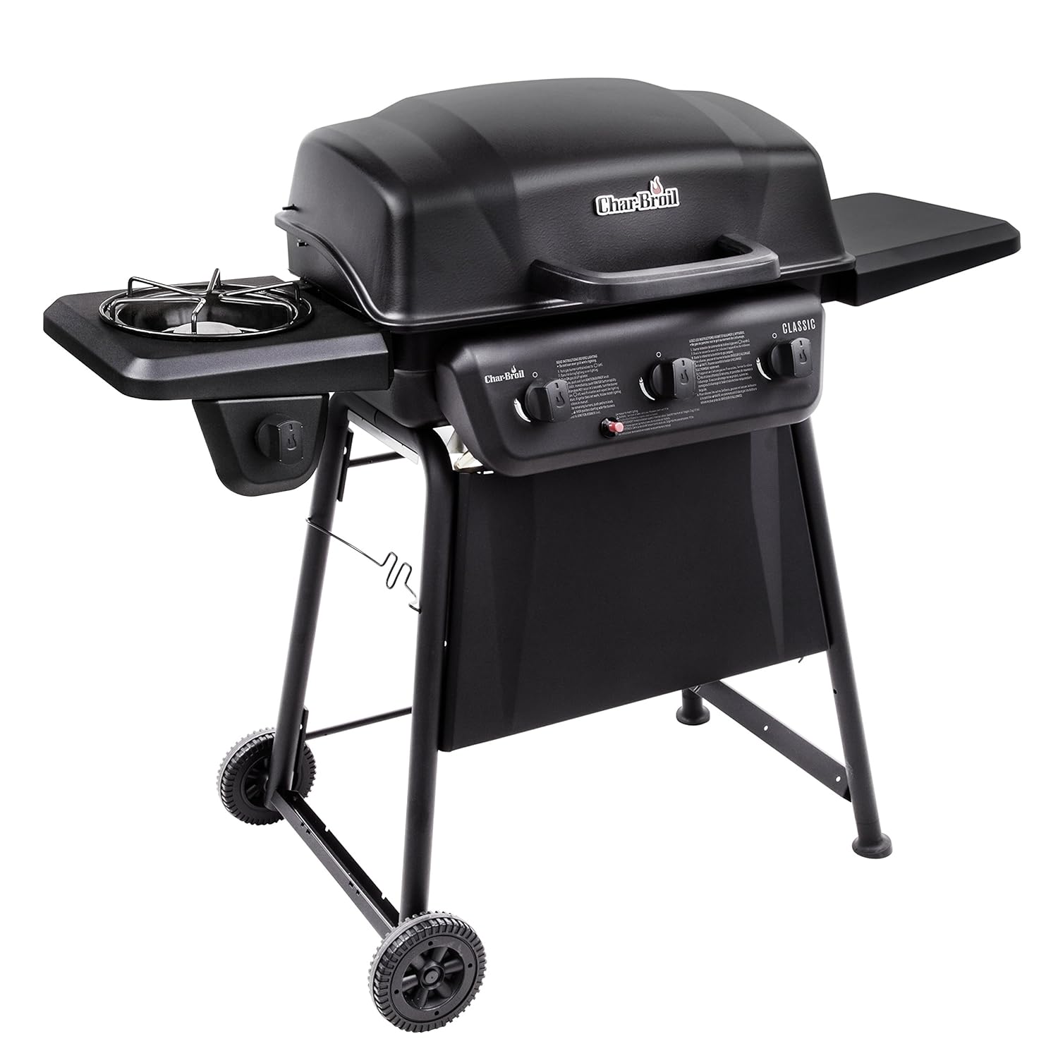 Char-Broil Classic 3-Burner Gas Grill, Propane BBQ With Side Shelves
