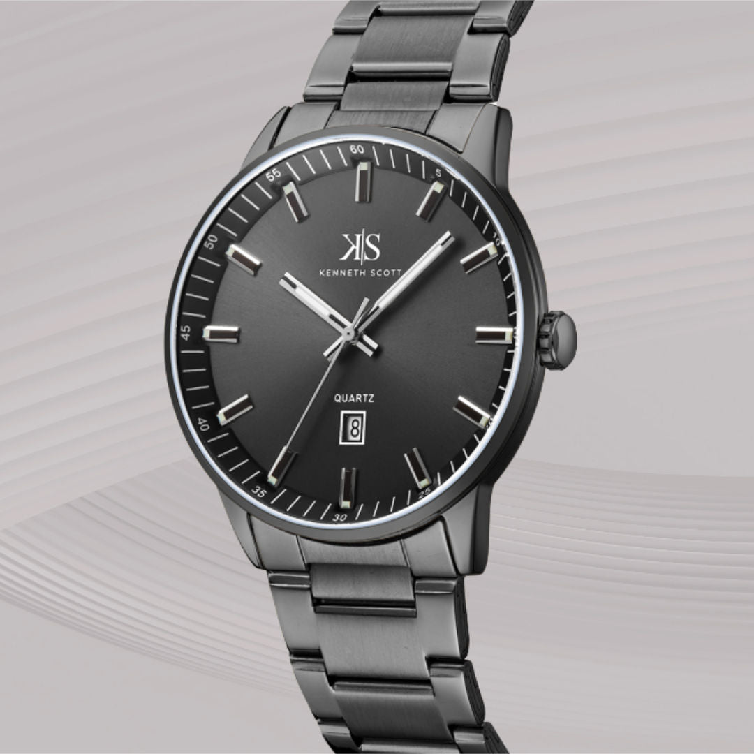 Kenneth Scott Men's Black Dial Analog Watch, K22010 Series