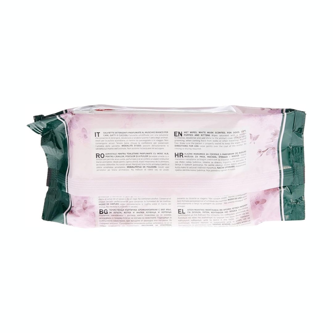 Padovan Petwipes White Musk, Dog and Cat Wipes, 40-Pieces
