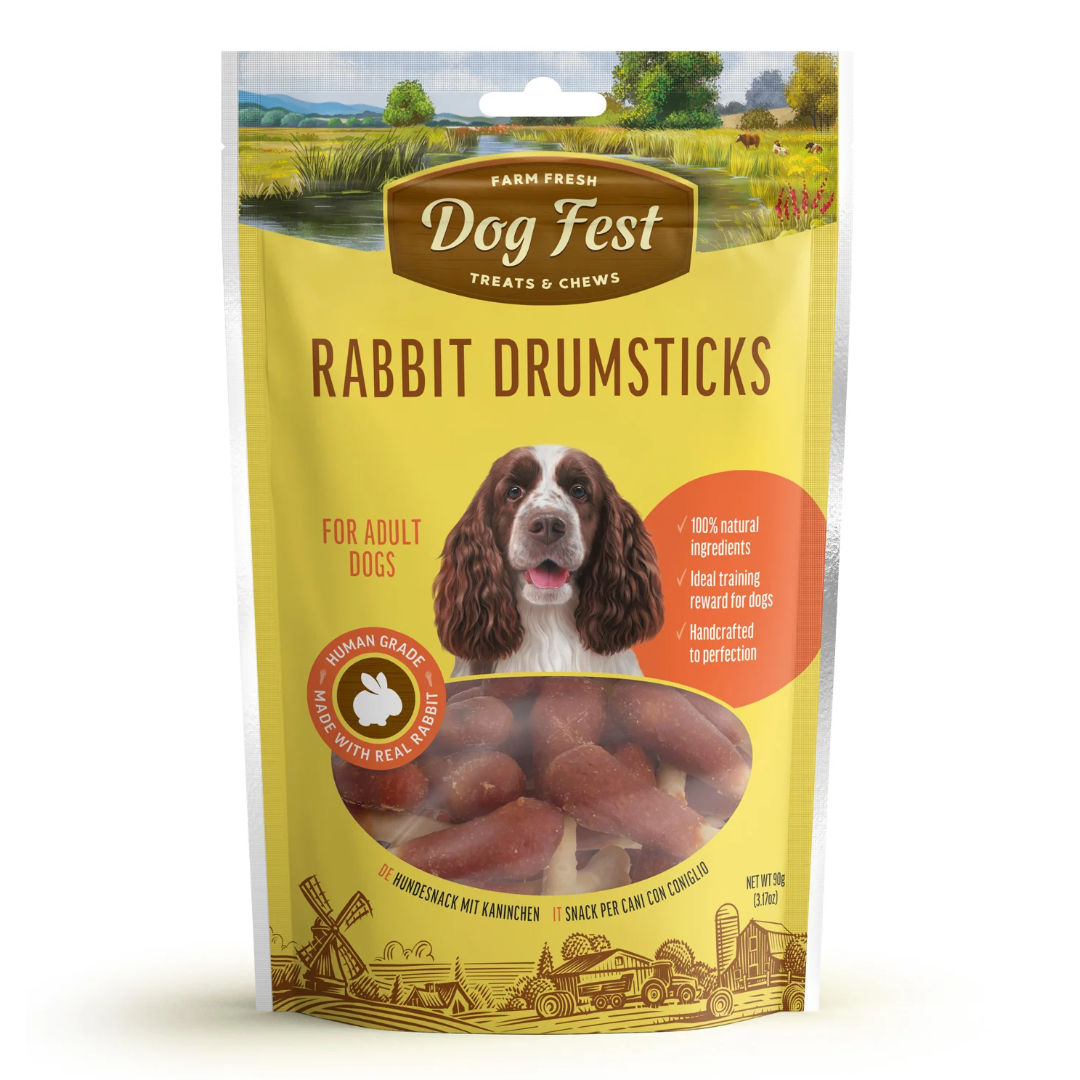 Dog Fest Rabbit Drumsticks For Adult Dogs, 90gm