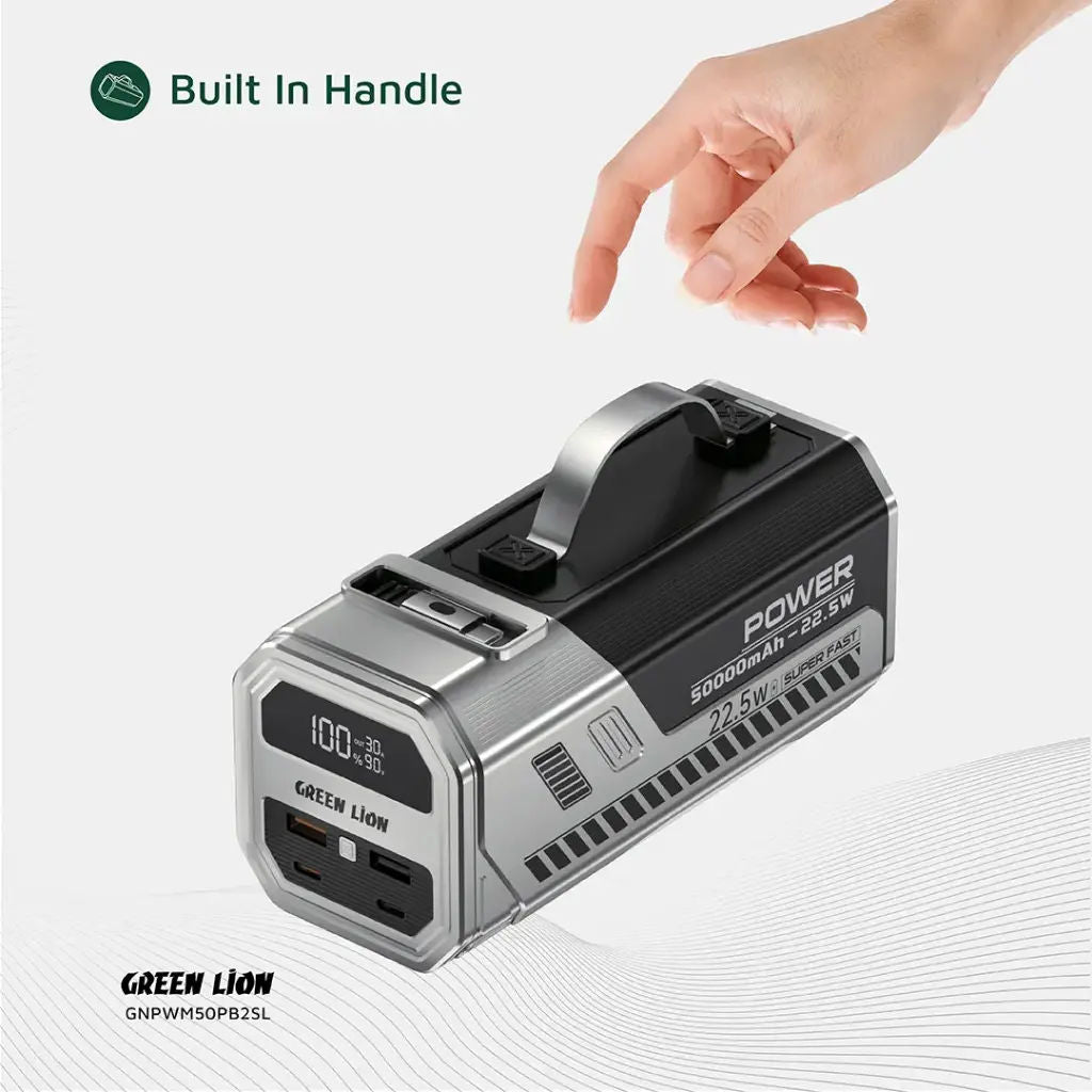 Green Lion 50000mAh Power Bank 22.5W, Silver