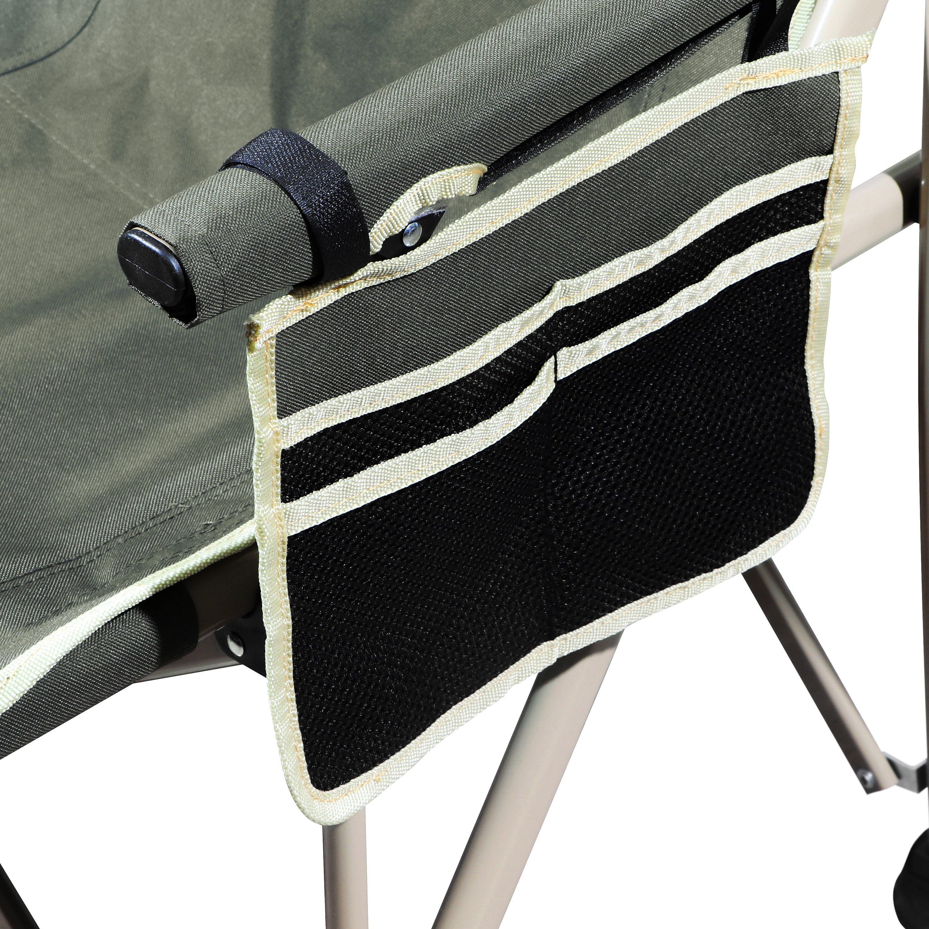 Heavy-Duty High-Back Folding Camping Chair with Side Storage & Cup Holder