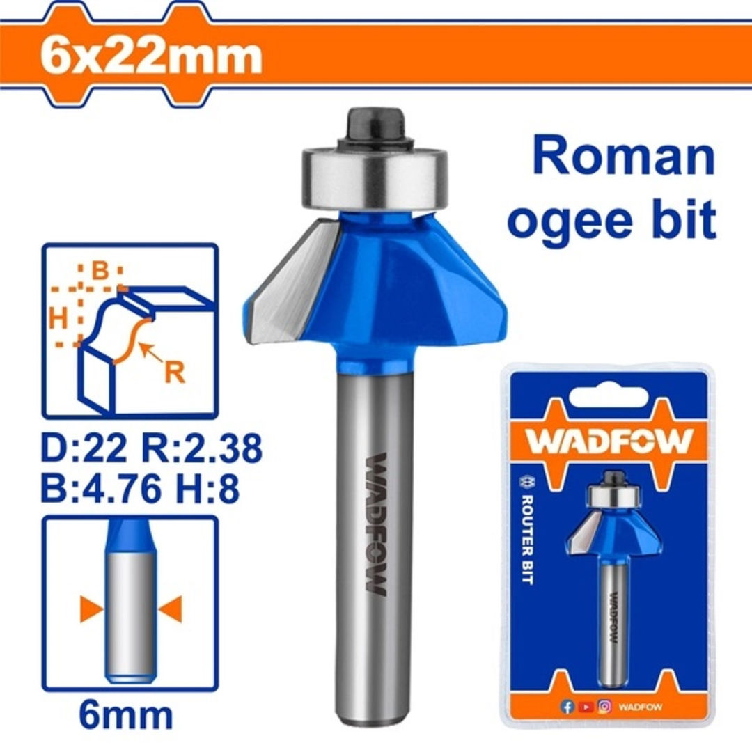 WADFOW Router Bit, Roman Ogee With Bearing