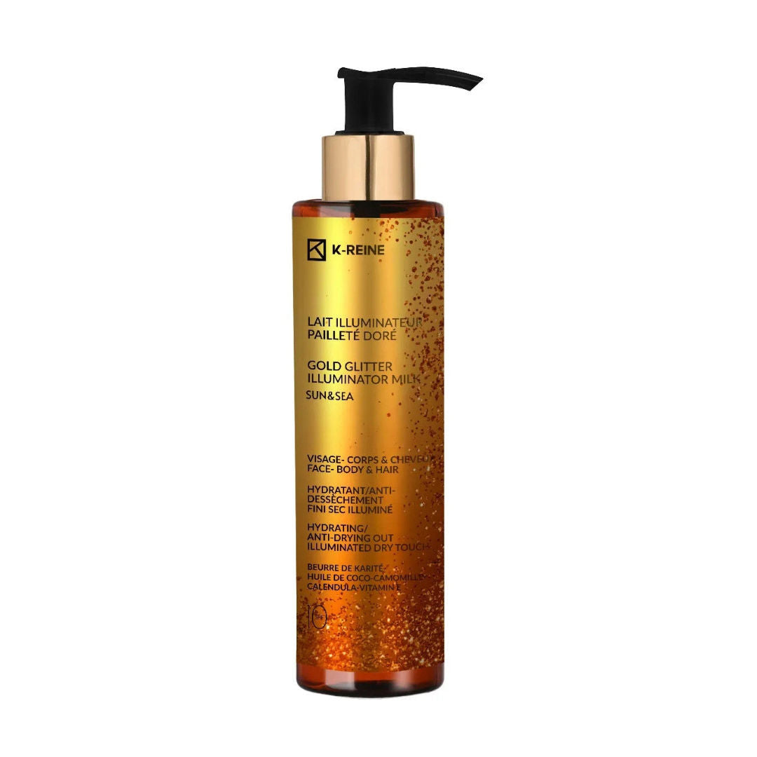 K-Reine Gold Glitter Illuminator Milk For Face Body And Hair, 150ml