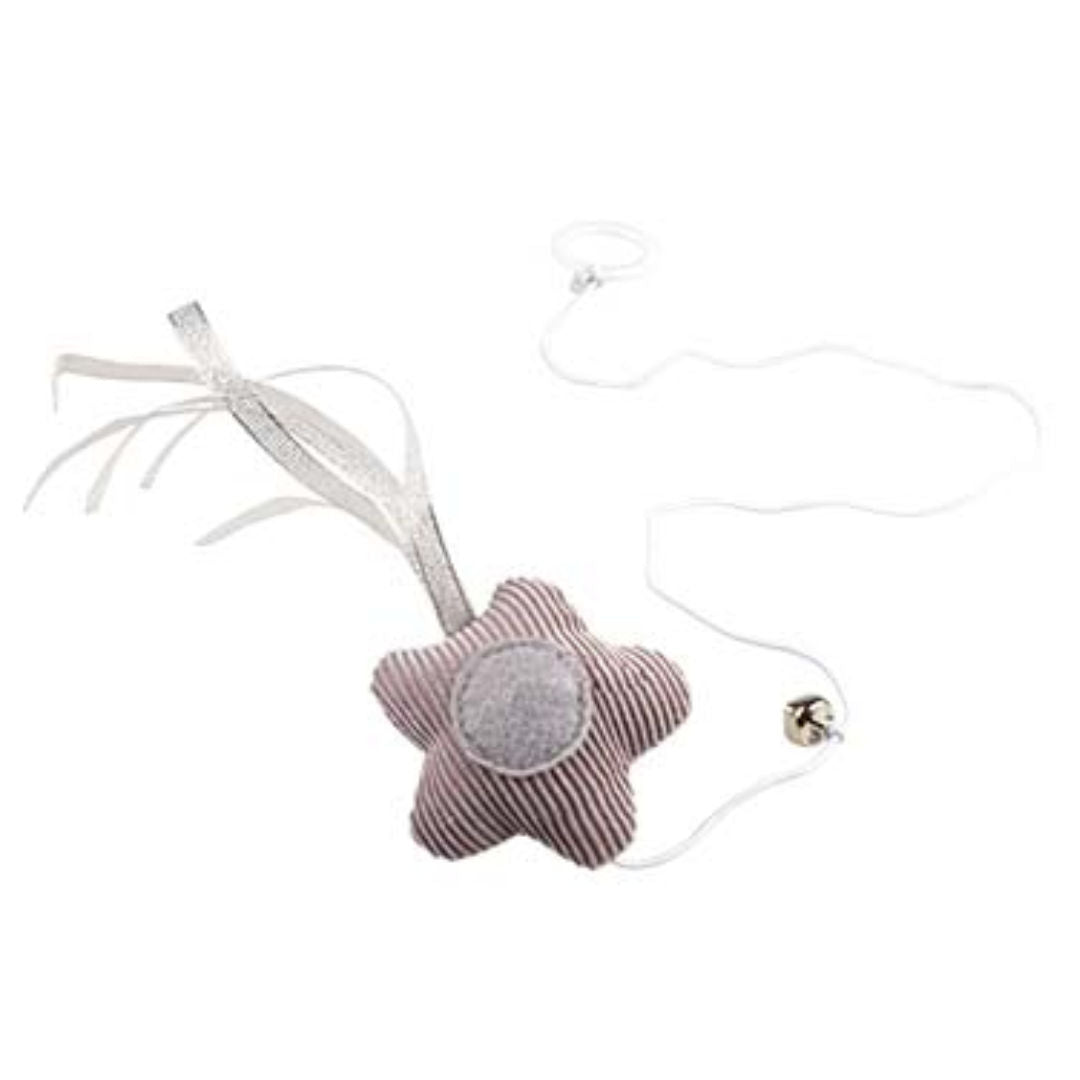 Duvo+ Cushy Star With Elastic & Bell Cat Toy, Grey, 17.5x6.5x3cm