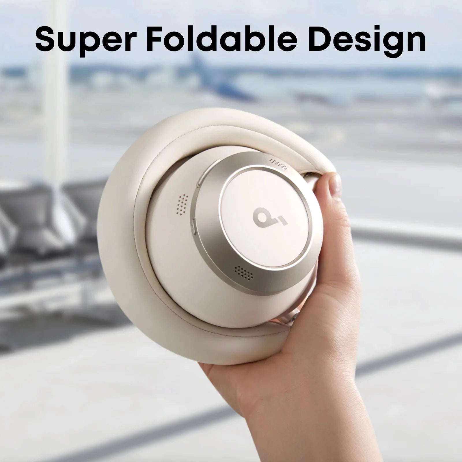 Anker Soundcore Space One Pro Wireless Headphones Adaptive ANC 3.0, Hi-Res Audio, 60H Playtime, Cream White, A3062H21