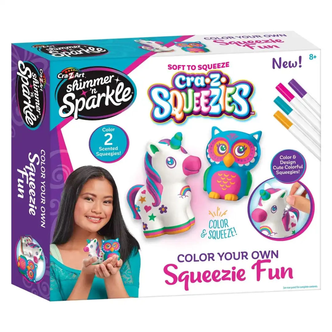 Cra-Z-Art Shimmer n Sparkle Cra-Z-Squeezies Color Your Own Squeezie Fun Set, Children Ages 8+
