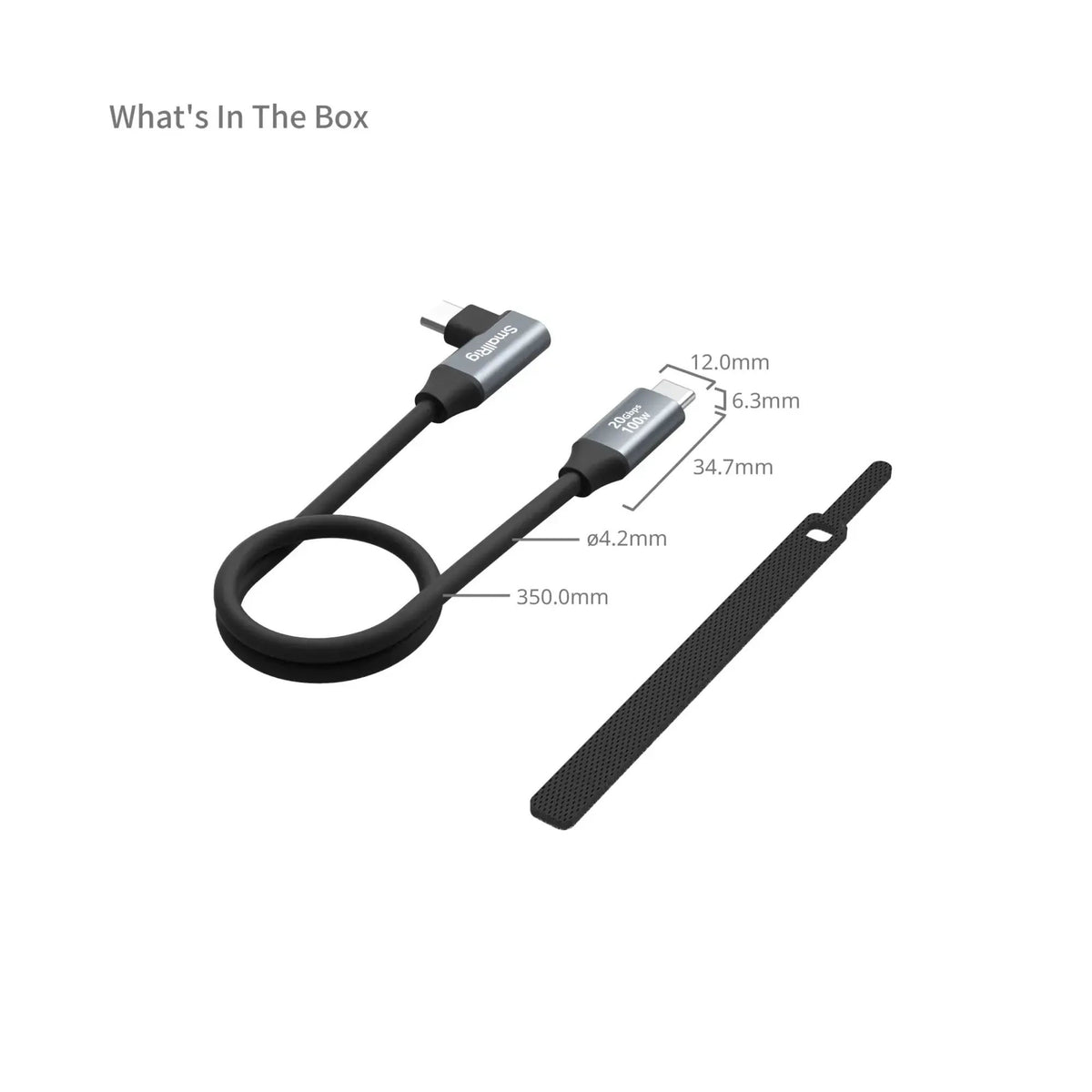 SmallRig Straight to Right-Angle USB-C to USB-C Data Cable, 23.6-Inch, 60cm