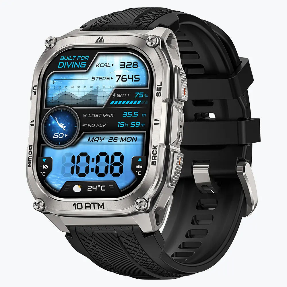 KOSPET TANK M4 Rugged GPS Smartwatch with 1.96” AMOLED Display, Dive Modes, Bluetooth Calling & 10ATM Waterproof