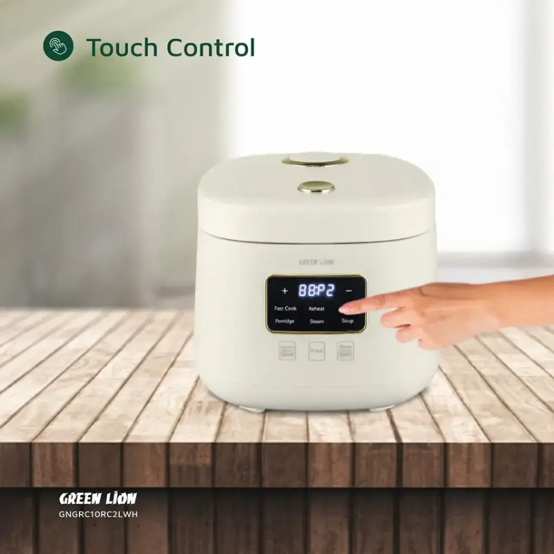 Green Lion GRC 10 Digital Rice Cooker 2L, Multi-Function Smart Cooker, White