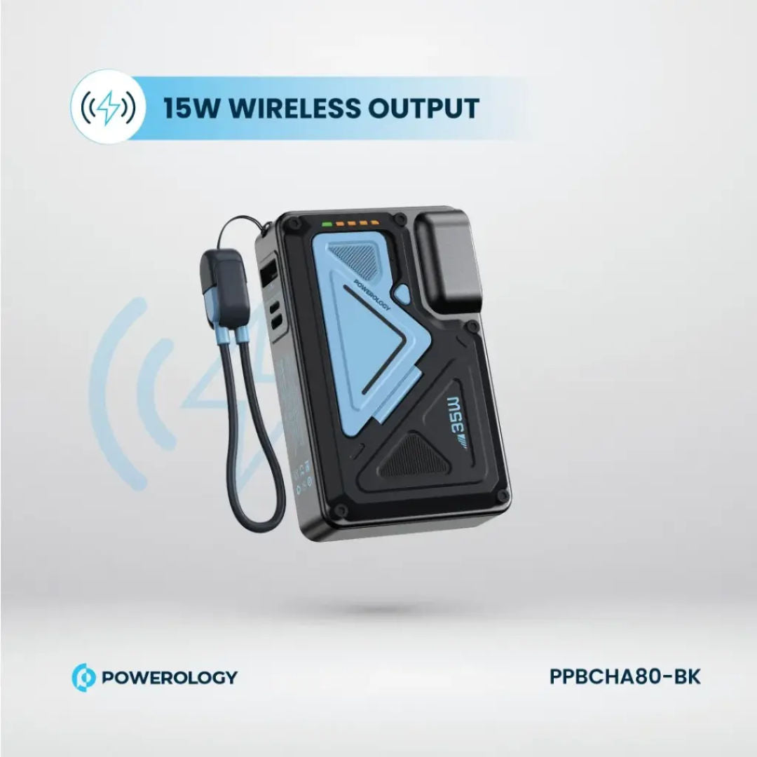Powerology 10000mAh Wall Charger MagSafe Power Bank, Lightning Input/Output