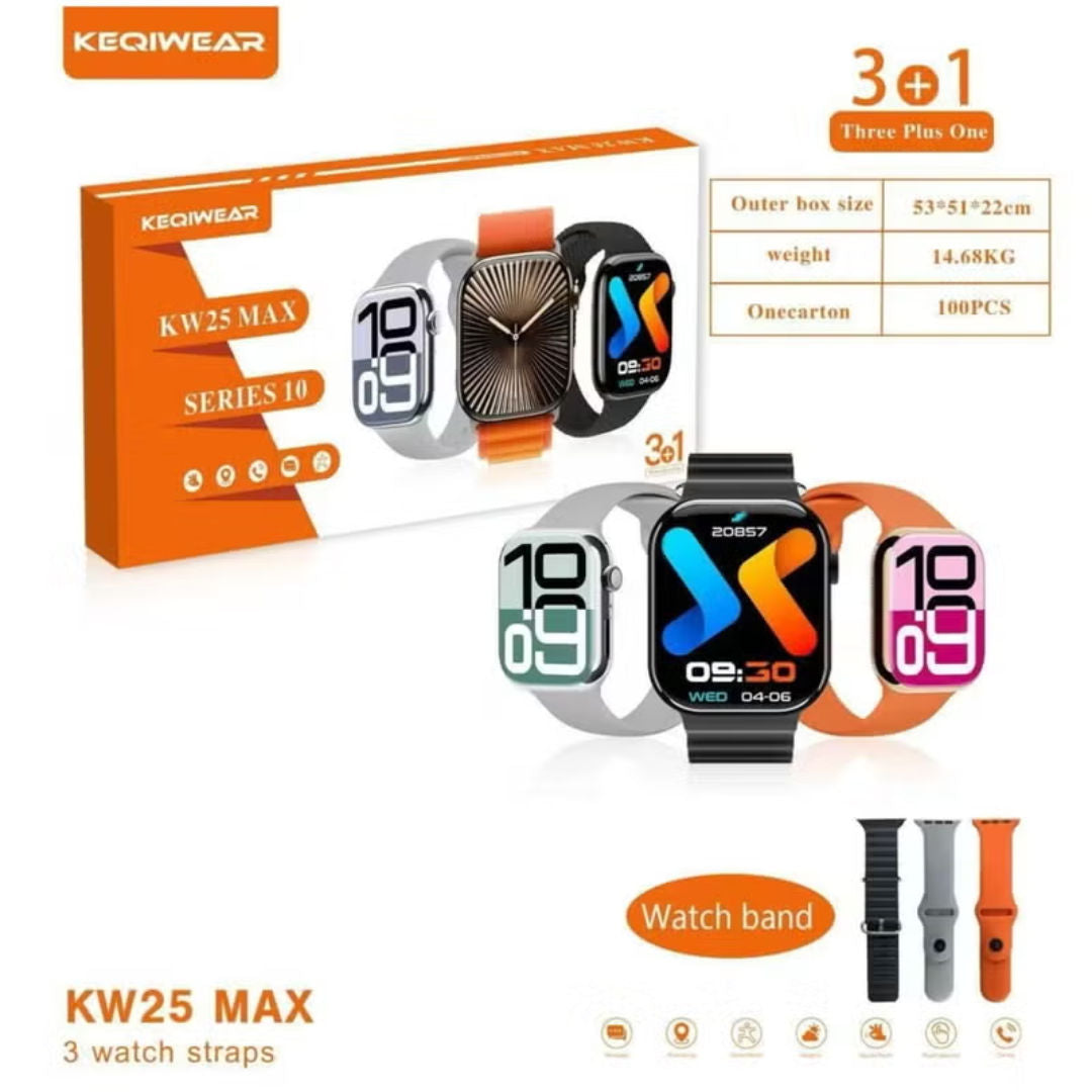 KEQIWEAR KW25 Max Smart Watch With 3 Bands