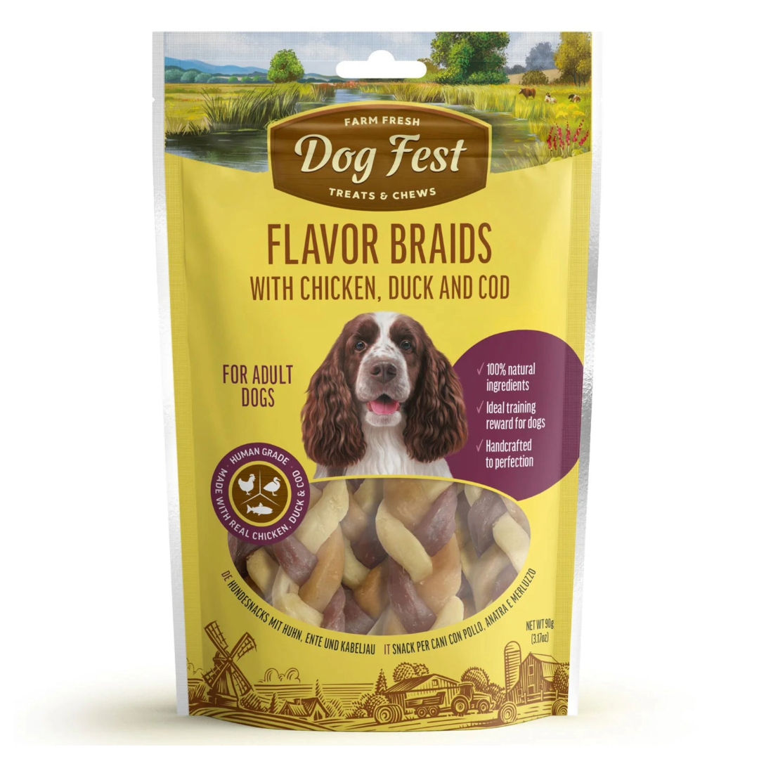 Dog Fest Flavor Braids With Chicken, Duck And Fish, 90gm