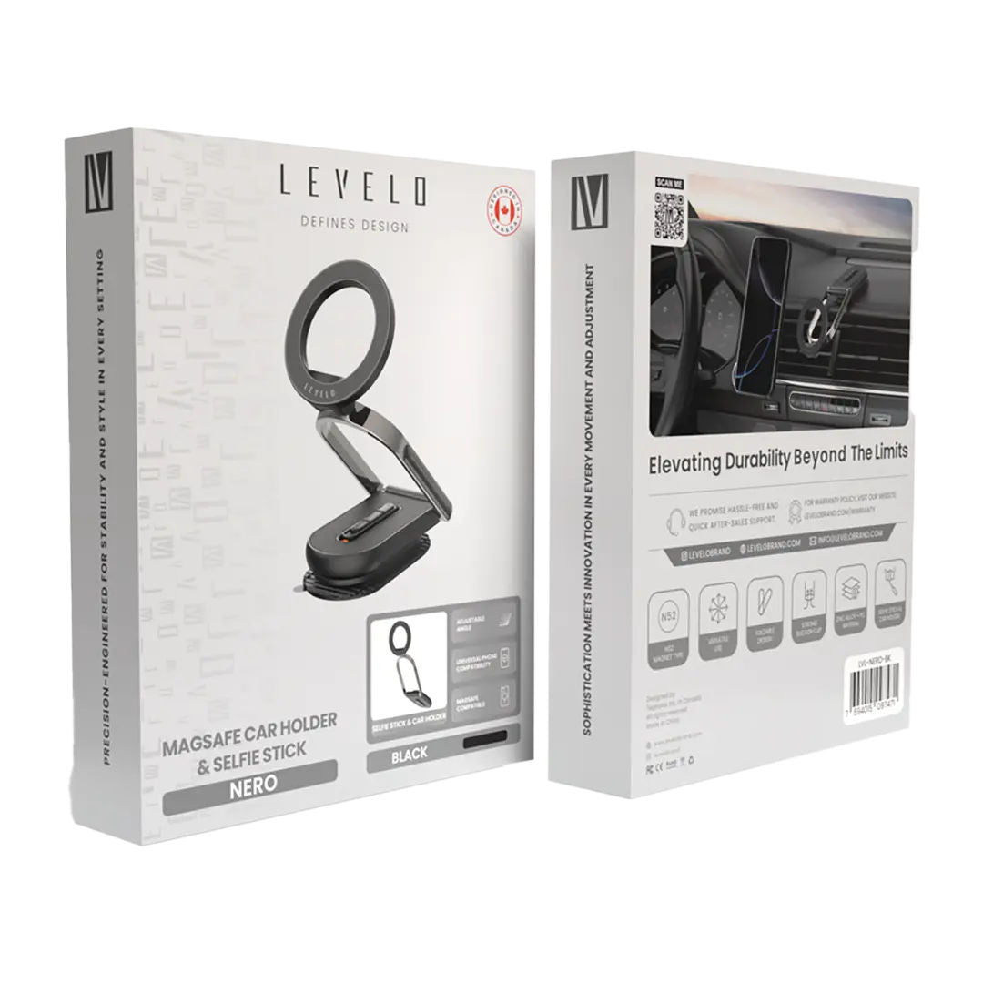 Levelo Nero MagSafe Car & Selfie Stick Portable Holder