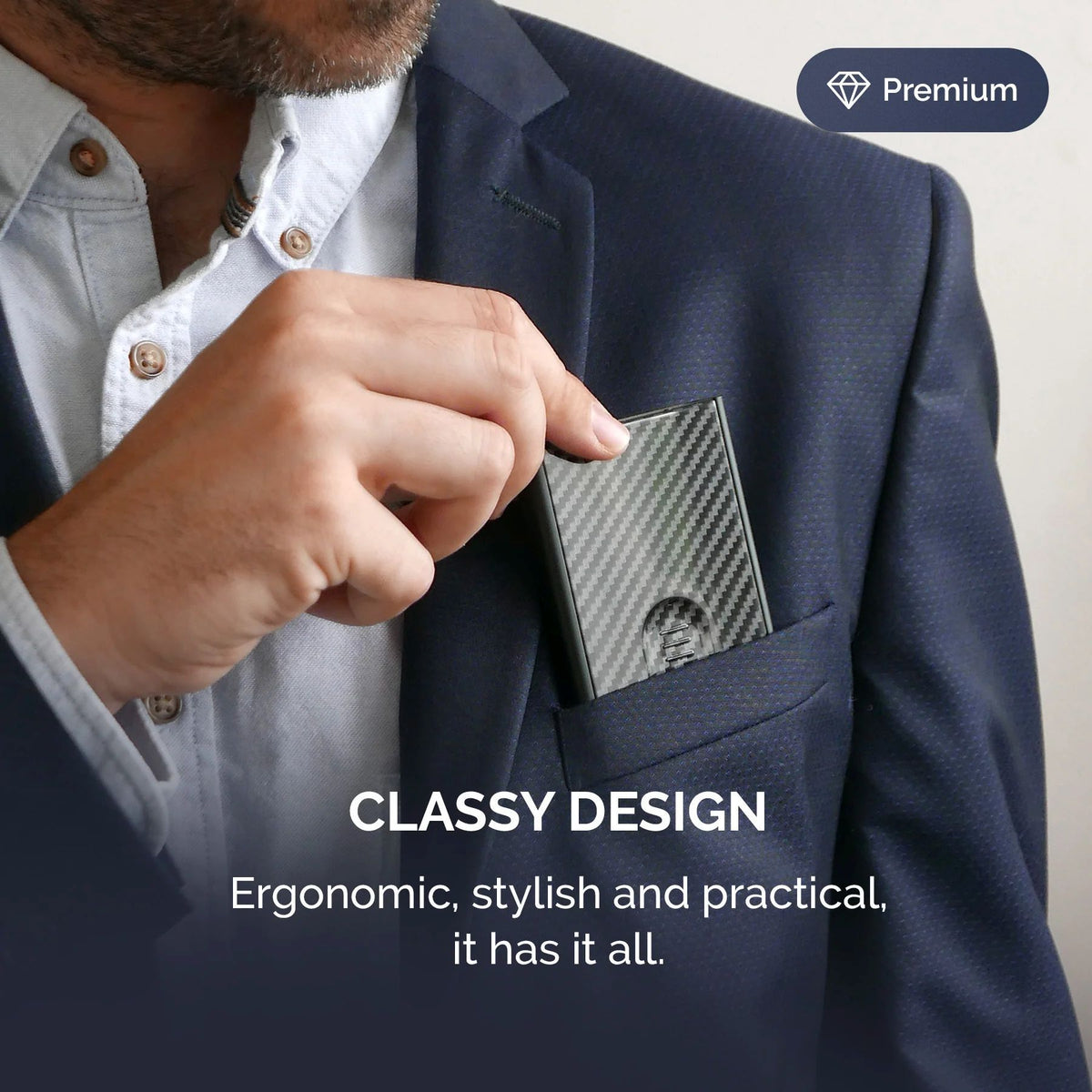 Ogon Automatic Slider Card Holder, Genuine Carbon Fiber Edition
