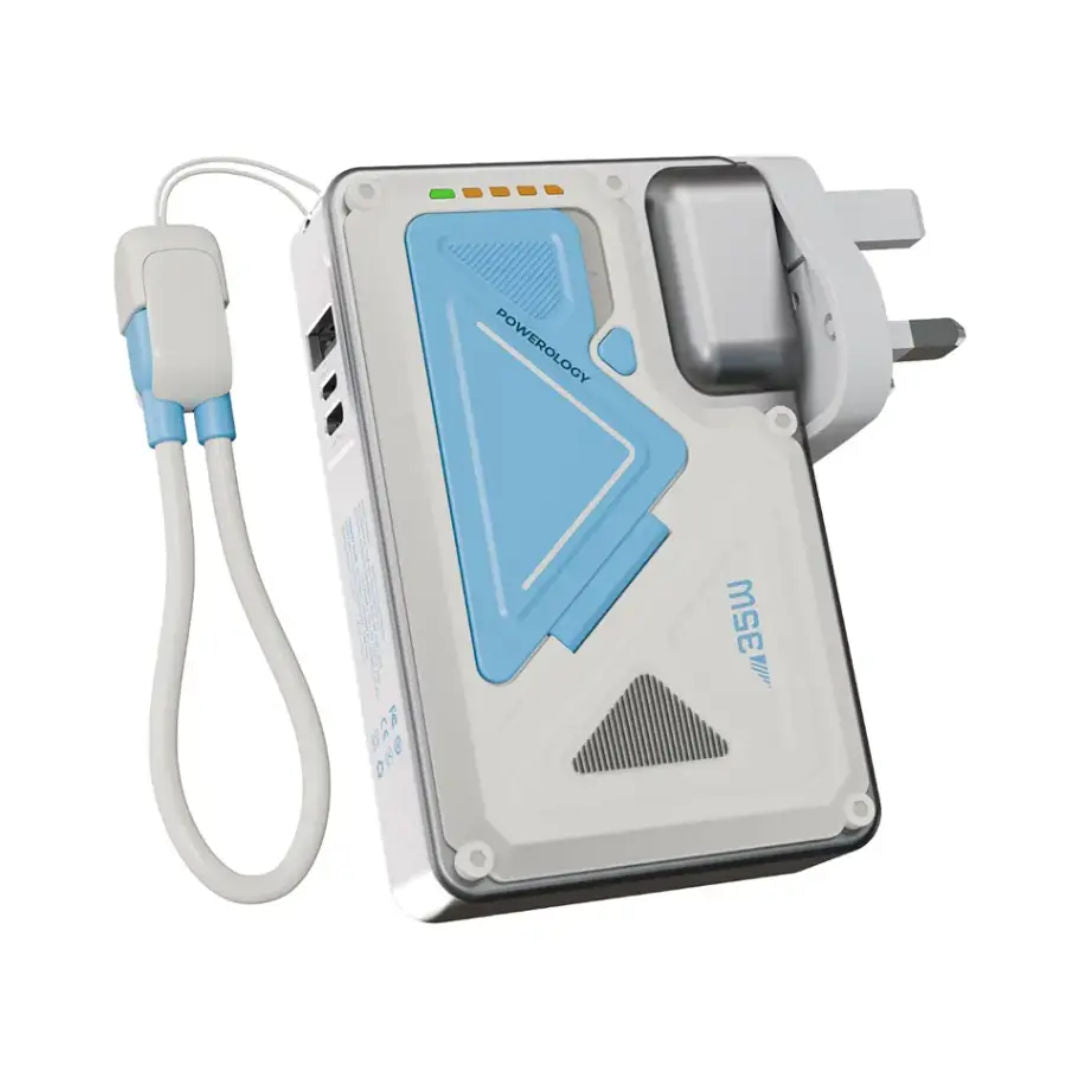 Powerology 10000mAh Wall Charger MagSafe Power Bank, Lightning Input/Output