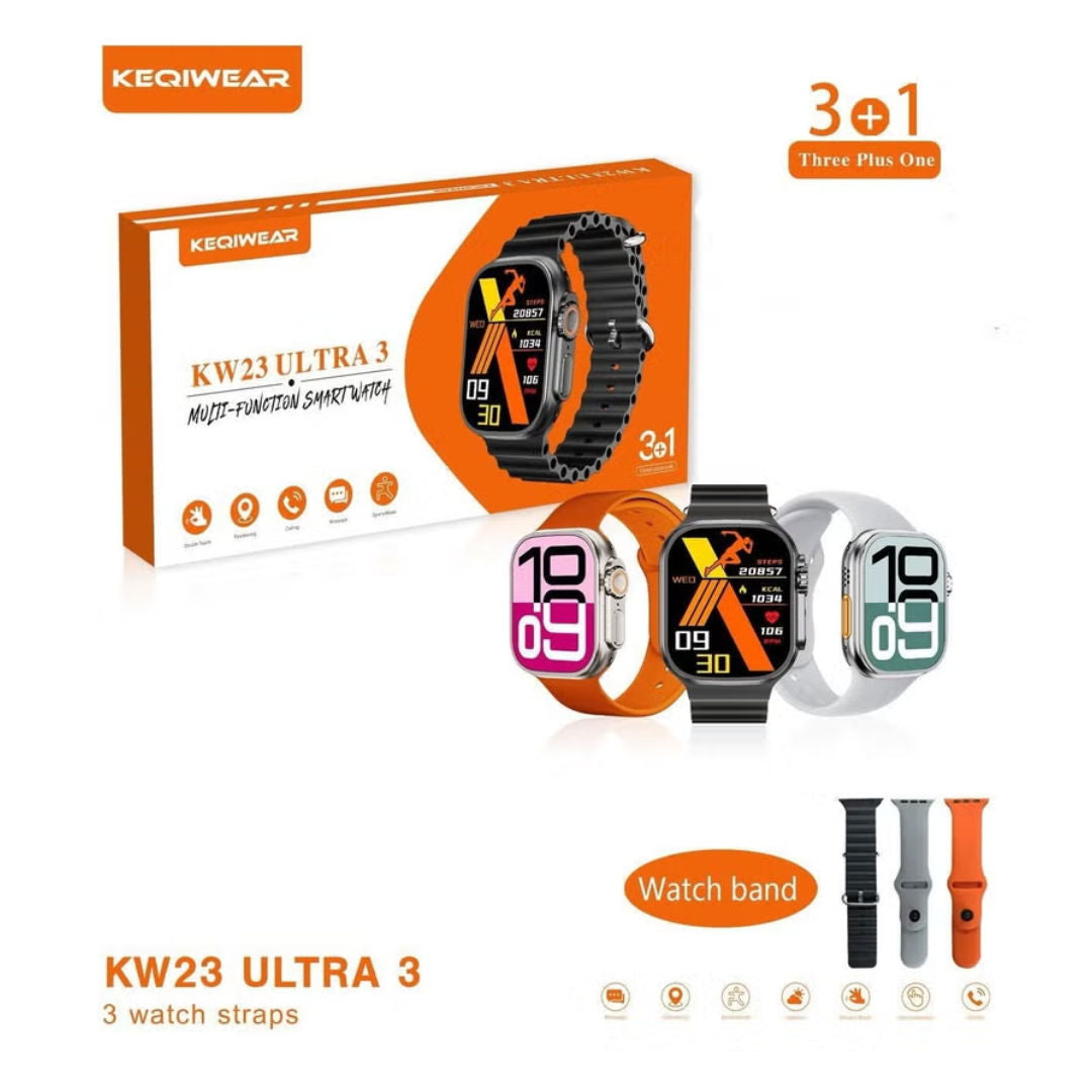 KEQIWEAR KW23 Ultra Smart Watch with 3 Bands