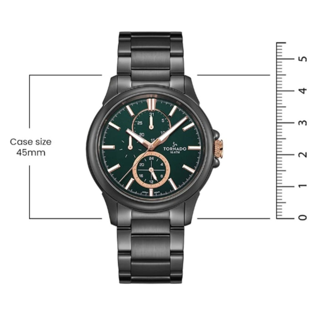 TORNADO Celestia Elite Men's Japanese Black Stainless Steel Quartz Watch