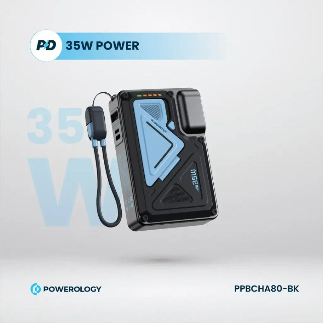 Powerology 10000mAh Wall Charger MagSafe Power Bank, Lightning Input/Output
