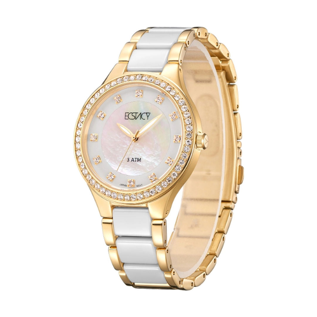 Ecstacy Women's Analog White Dial Watch, E9511 Series