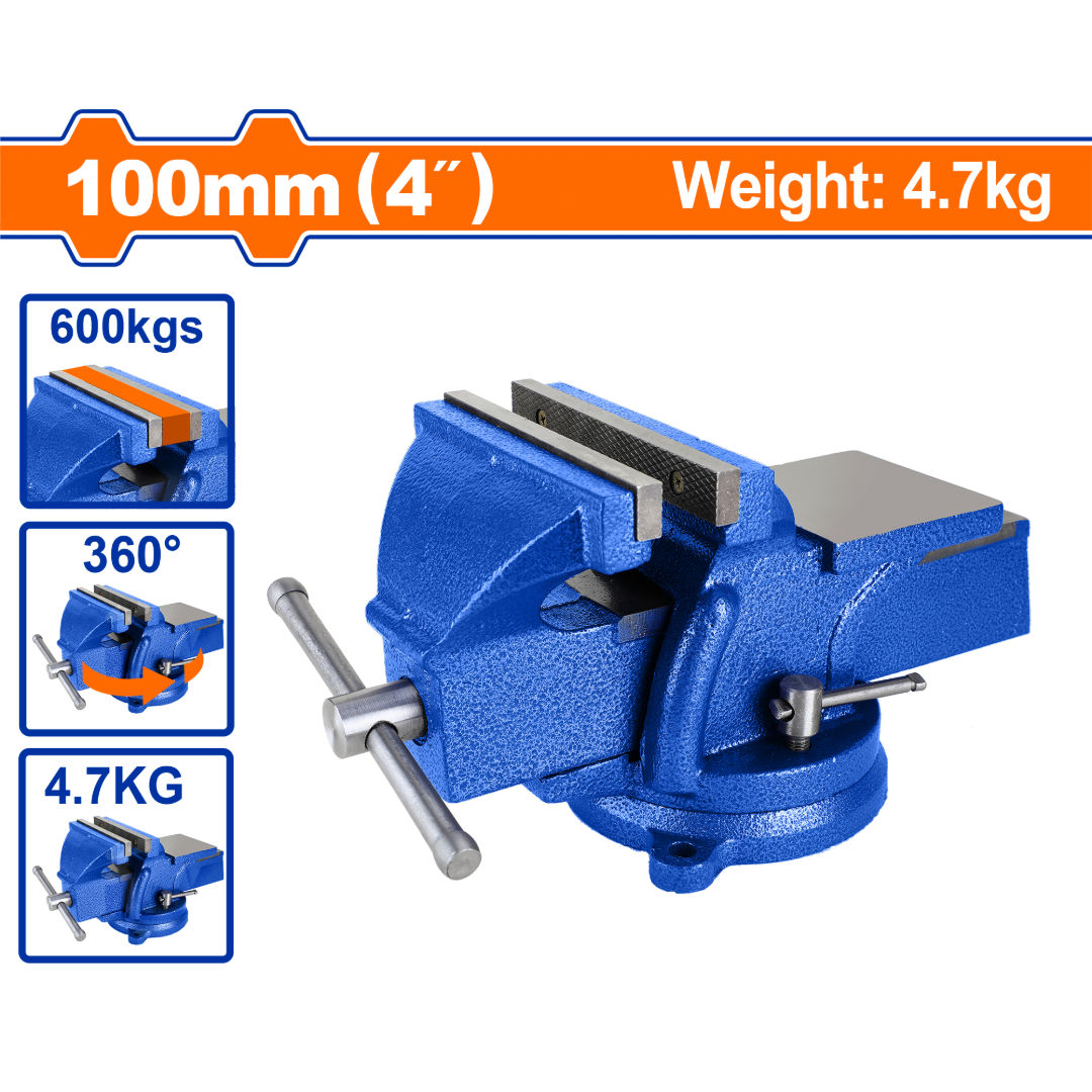 WADFOW Bench Vice with Swivel Base & Anvil, Heavy Duty Cast Iron