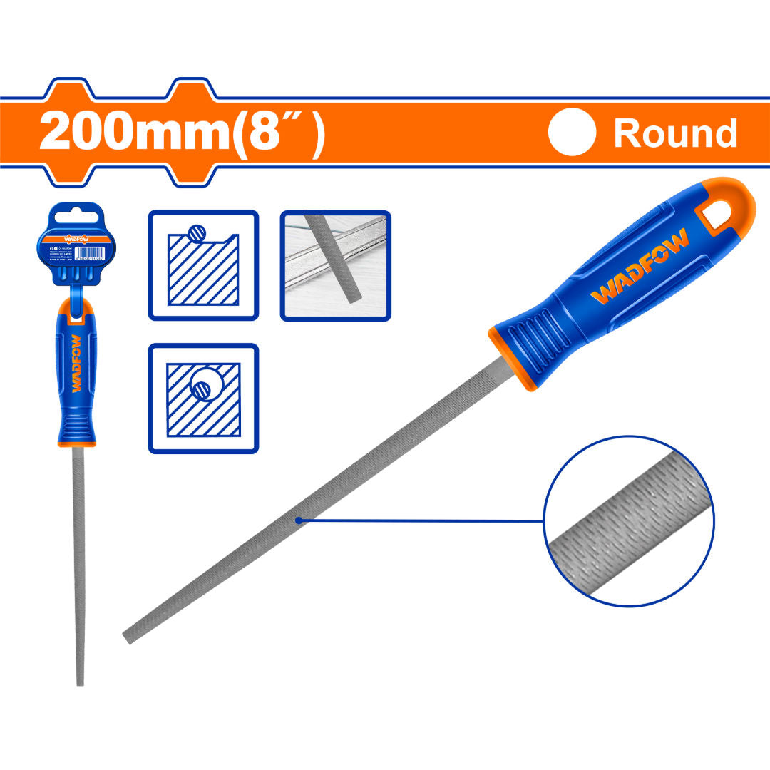 WADFOW Round Steel File, 200mm (8″), T12 steel