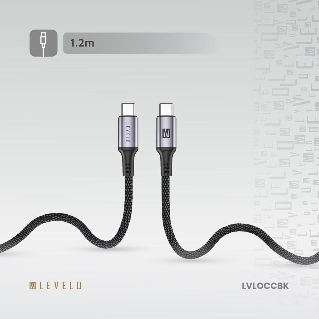 Levelo Otto USB C to C 60W Leather Cable, Black