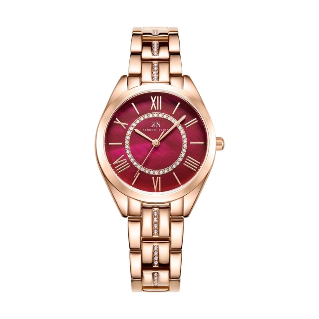 KENNETH SCOTT Women's Analog Red Dial Quartz Watch, K23510-RBKR Series