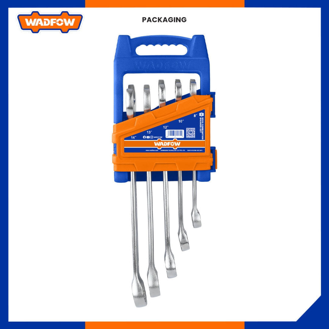 WADFOW 5 Pieces Combination Spanner Set, Fine Polished