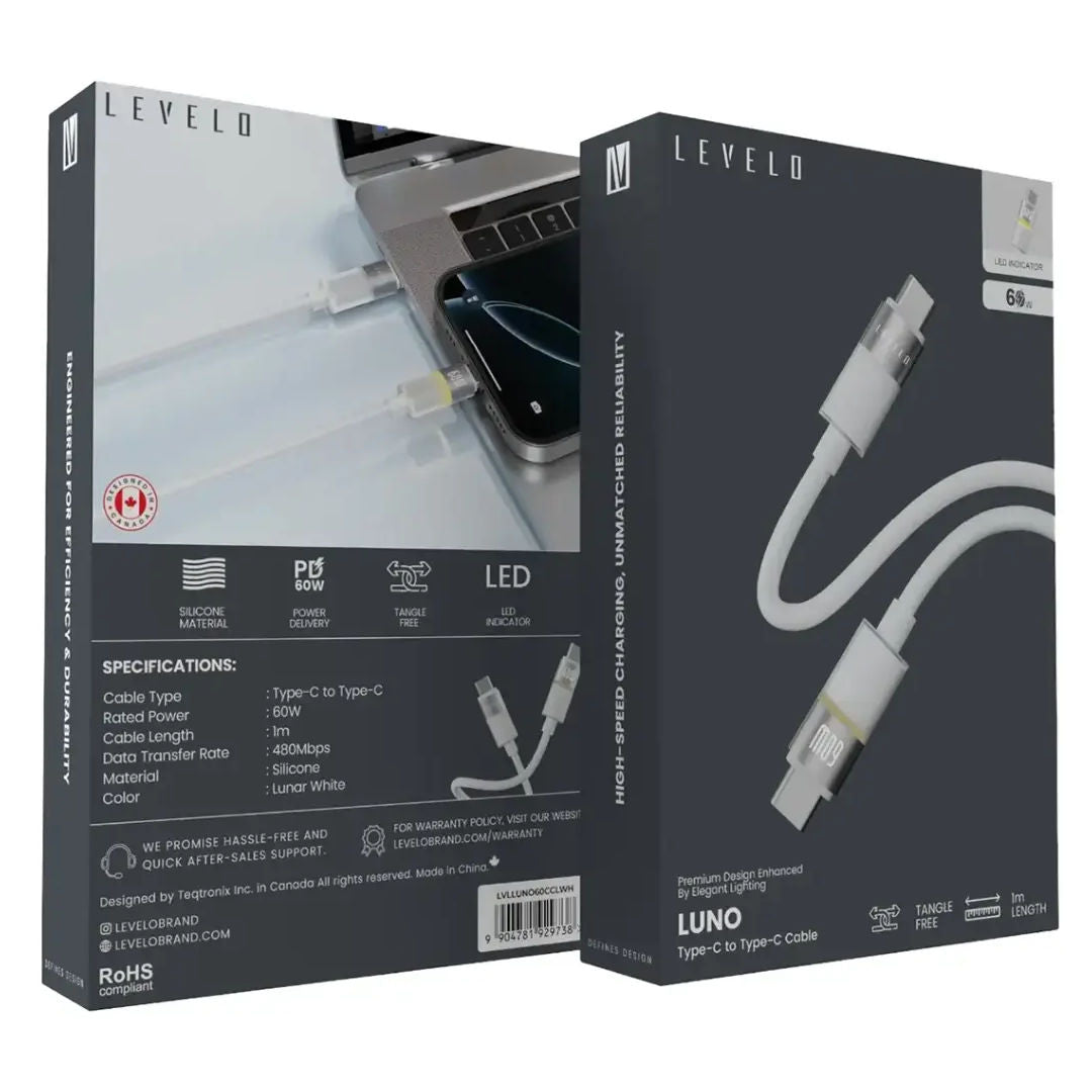 Levelo Luno Type C to Type C Cable, 1m, PD 60W