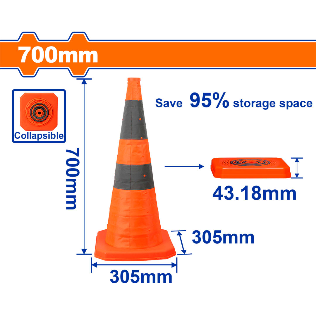 WADFOW Collapsible Safety Cone, Reflective Nylon, PP Base