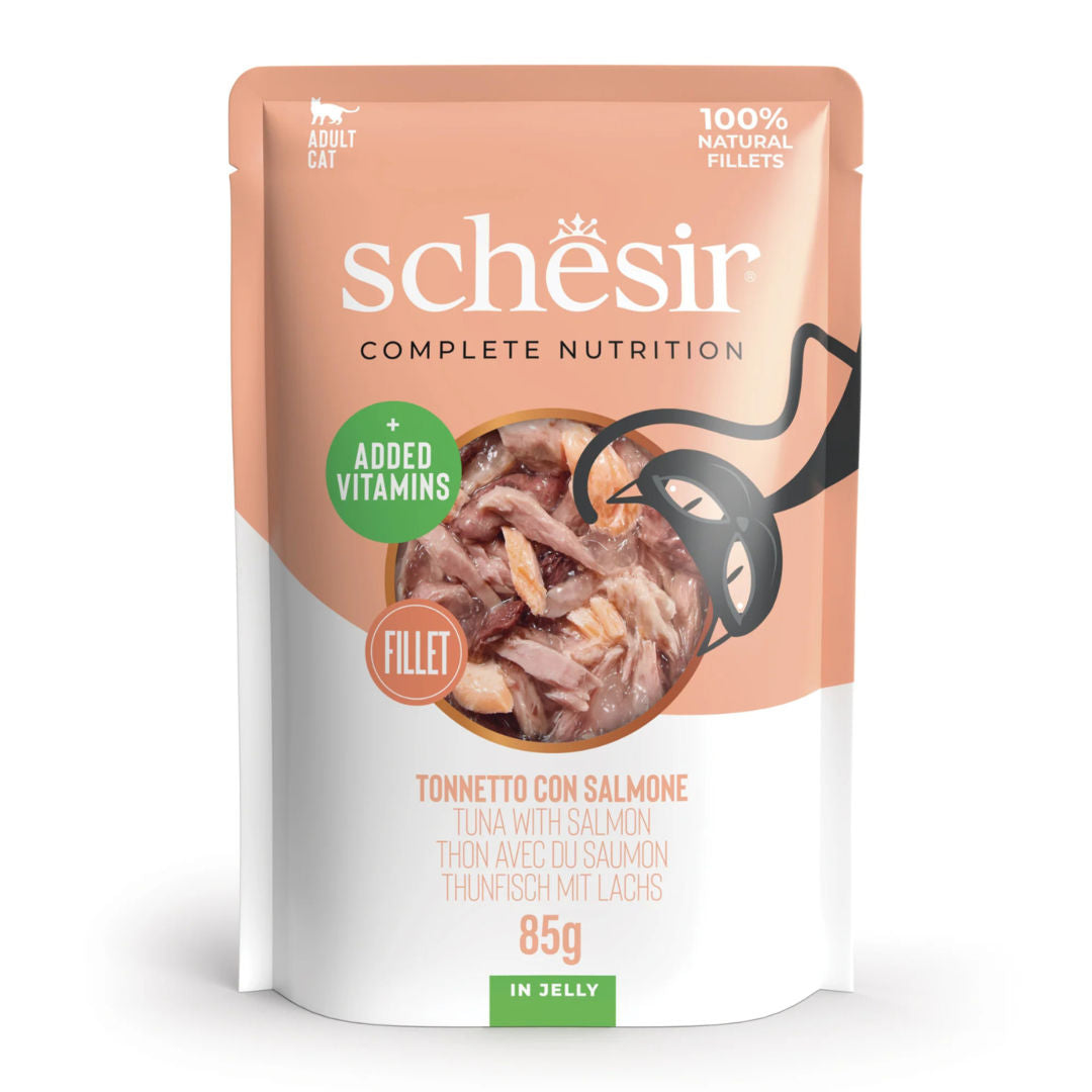 Schesir Complete & Balanced Nutrition Wet Cat Food in Jelly Pouch, 85g