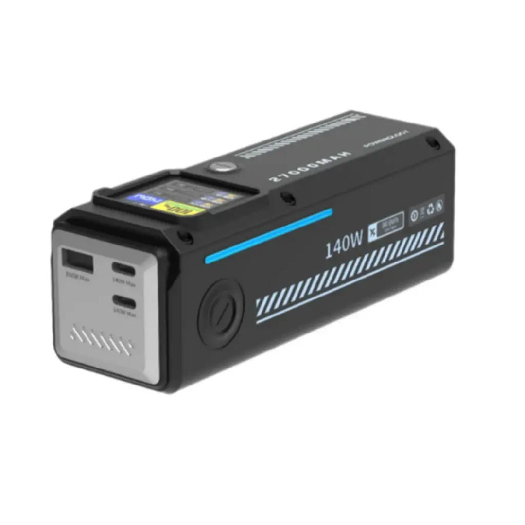 Powerology 27000mAh Smart Display Power Bank, Black, Compact & Portable
