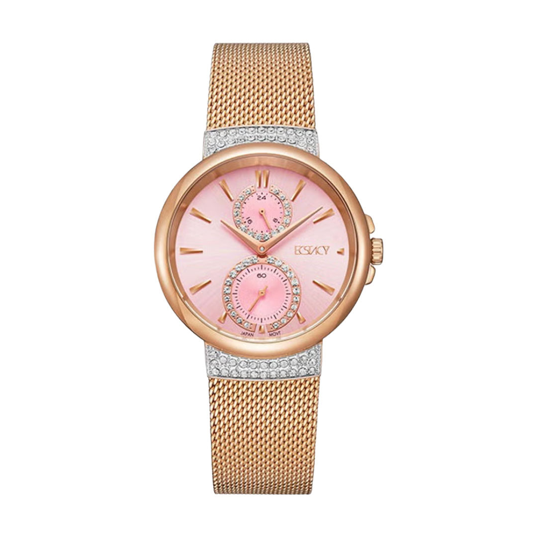 Ecstacy Women's Analog Multifunction Watch with Stainless Steel Bracelet, E23603-GMGC Series