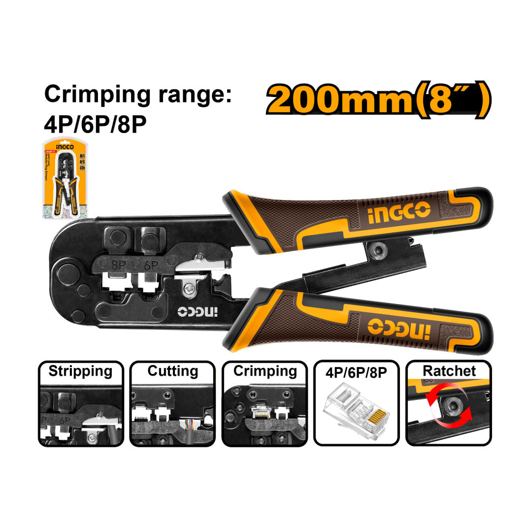 INGCO Modular Plug Crimper, 8"