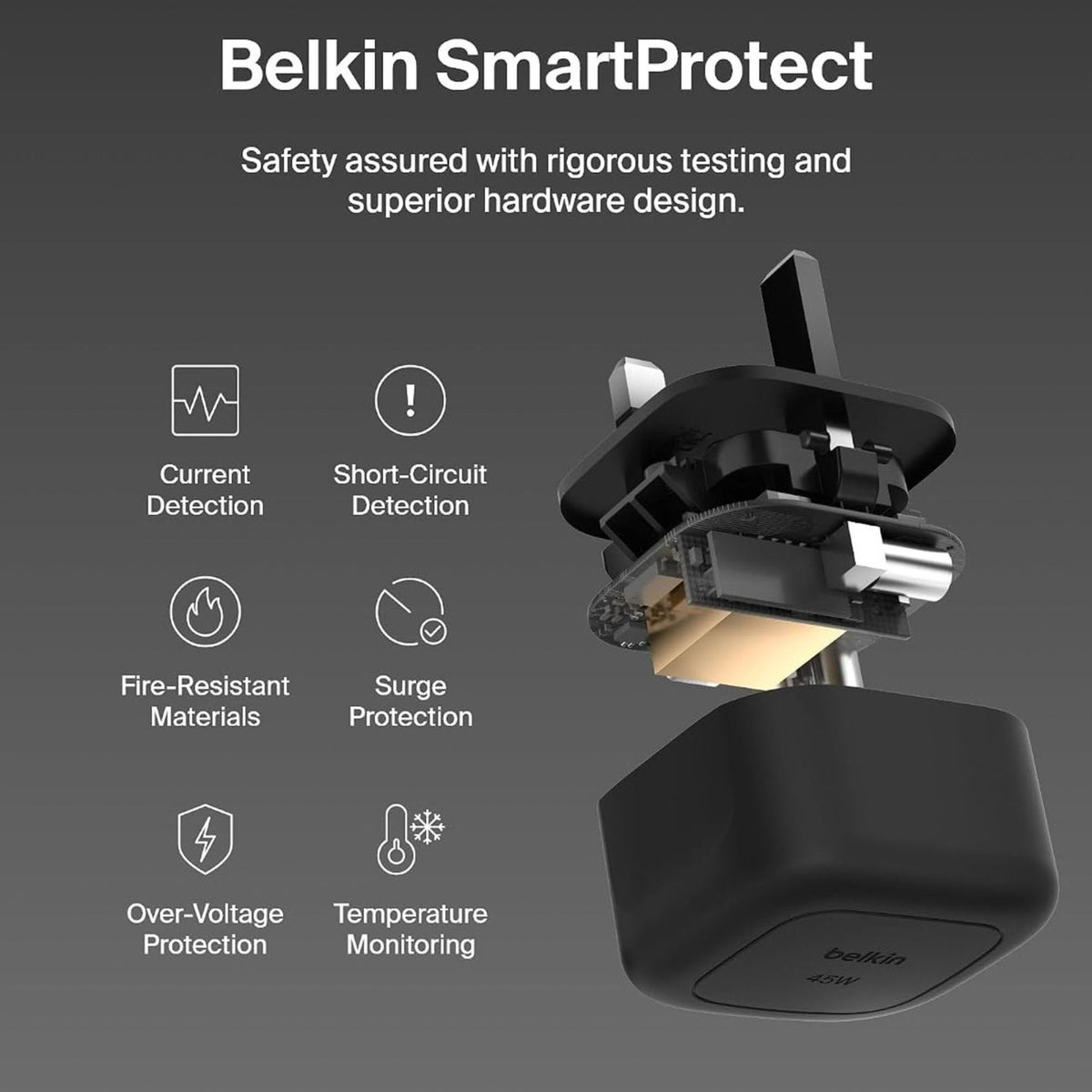 Belkin 45W USB-C PD Wall Charger, USB-C to USB-C Cable, 1M