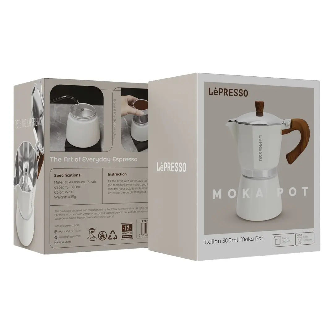 LePresso Italian 300ml Moka Pot, White