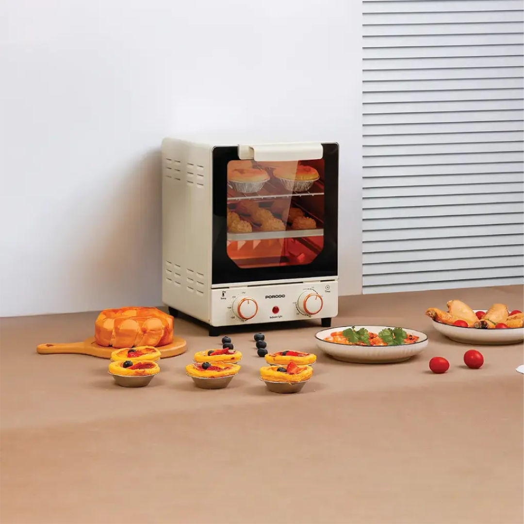 Porodo Lifestyle Vertical Design Temp Glass Mini Oven, White