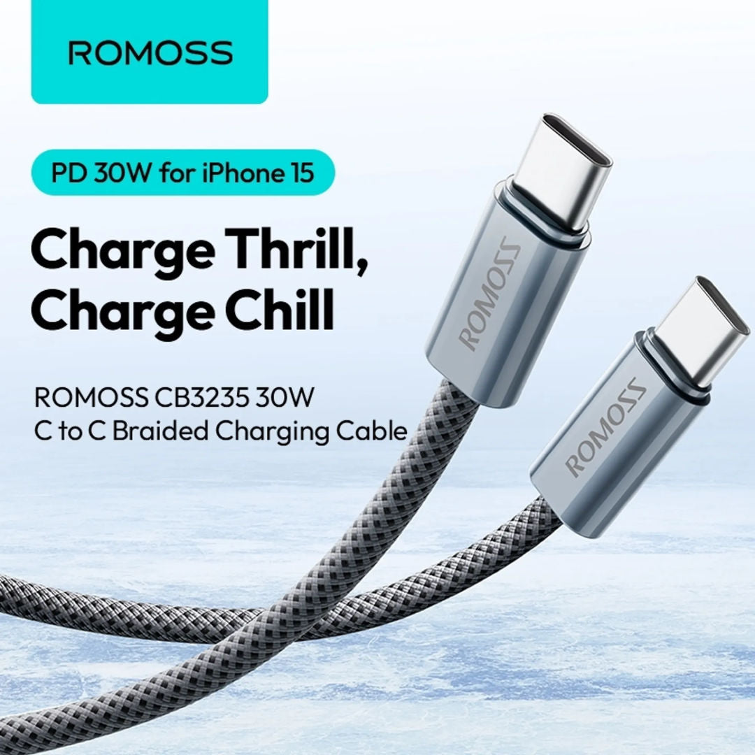 Romoss Type-C To Type-C Cable, 60W, 3A, 1M, CB3235