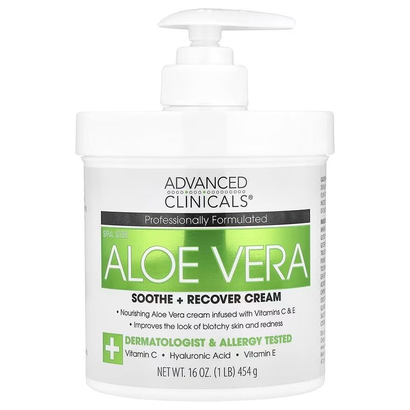 Advanced Clinicals Soothe + Recover Aloe Vera Cream with Vitamins C & E, 16oz
