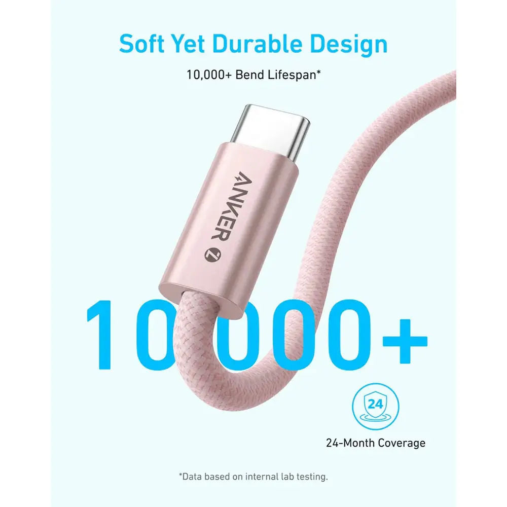 Anker USB-C to USB-C Cable 240W Fast Charging 6ft Dirt-Resistant, Black