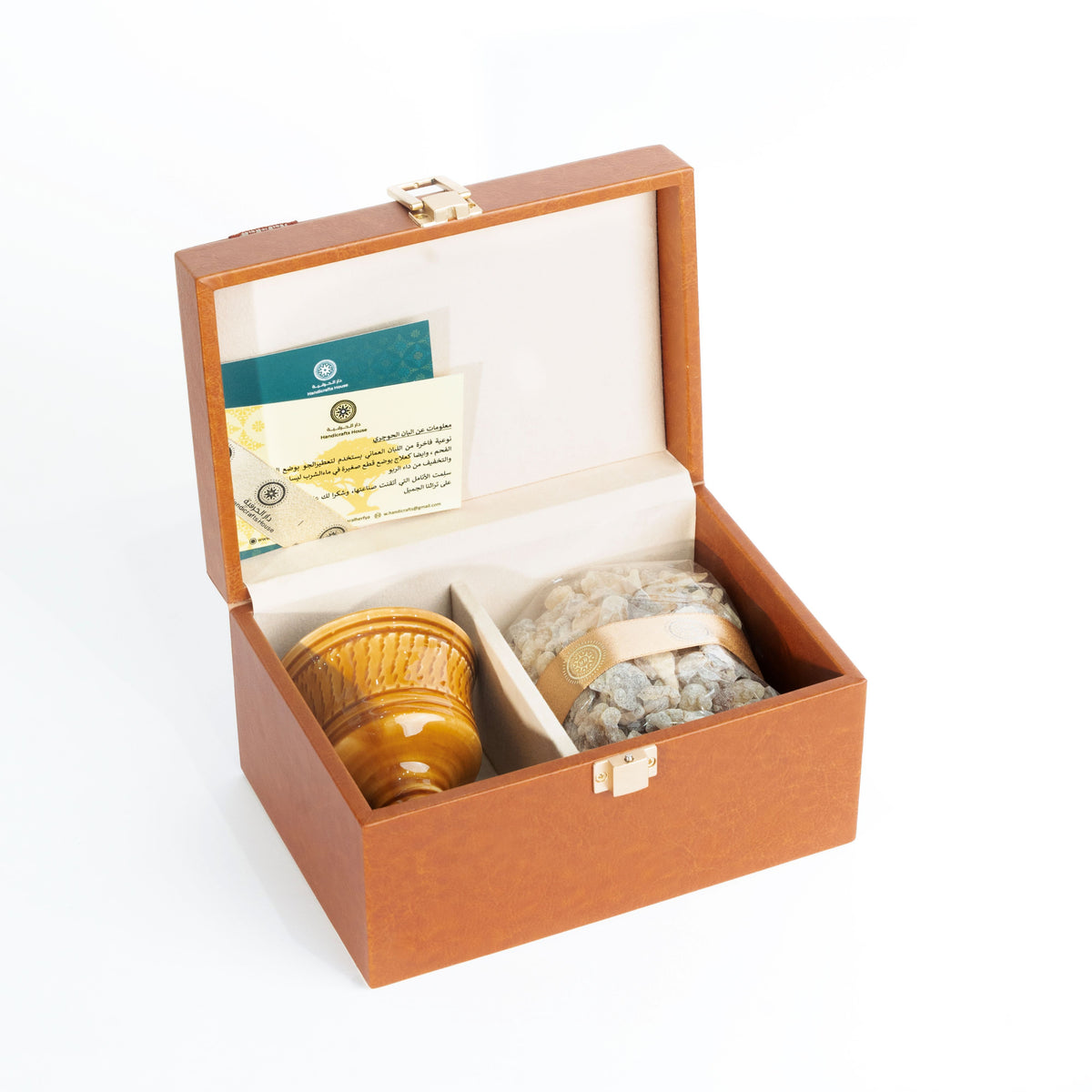 Frankincense Burner & Frankincense Gift Set in Leather Box, Assorted Colors