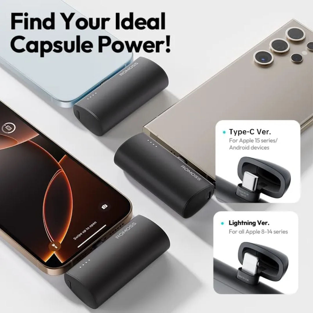 Romoss PPC05 5000mAh 15W Fast Charging Powerbank, Black