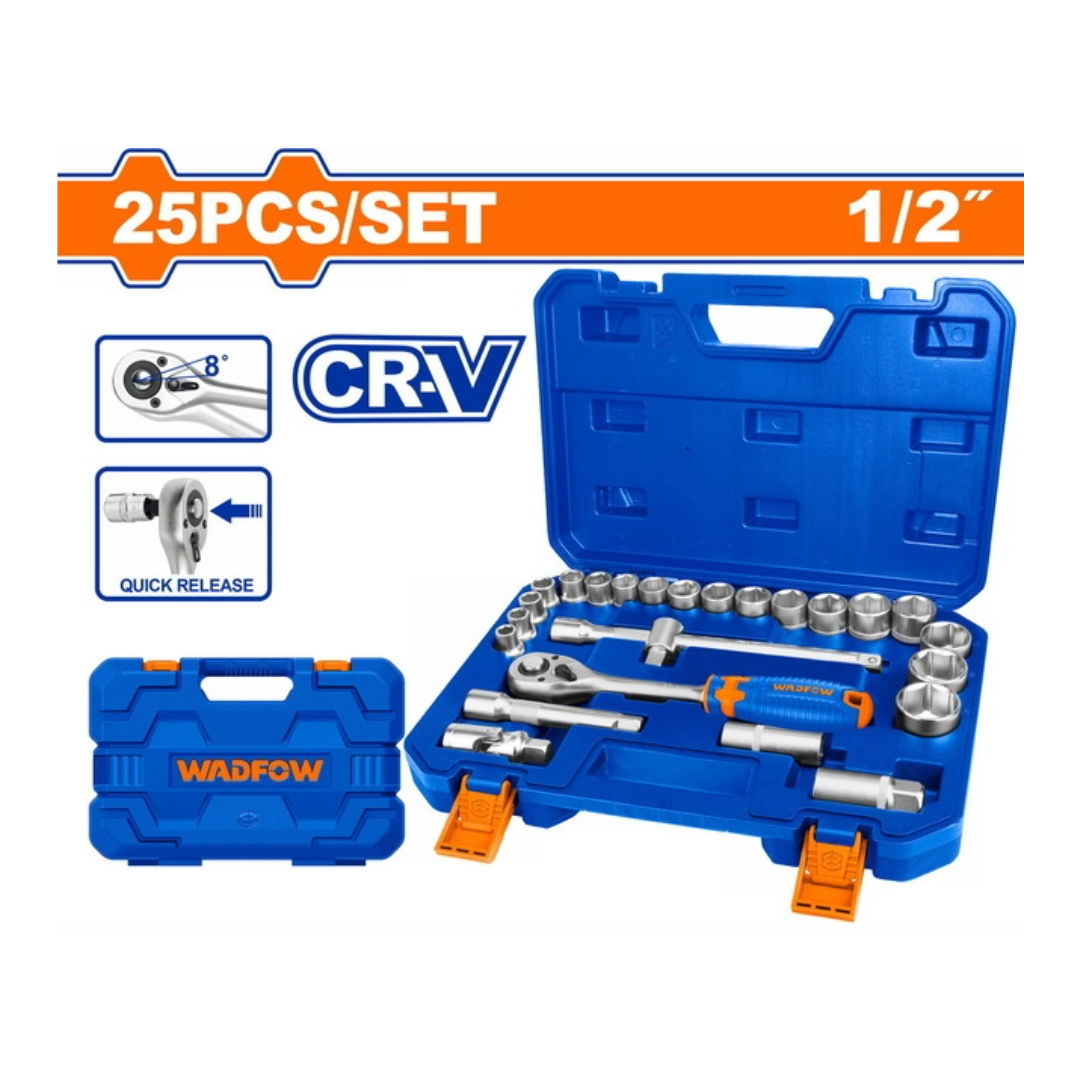 WADFOW 25 Pieces 1/2" Socket Set