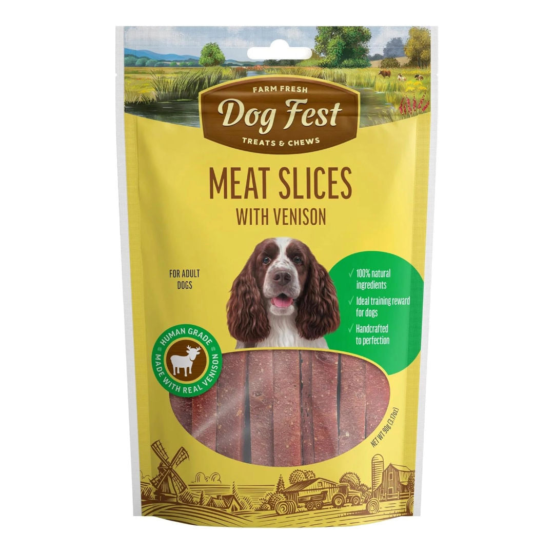 Dog Fest Slices With Venison For Adult Dogs, 90gm