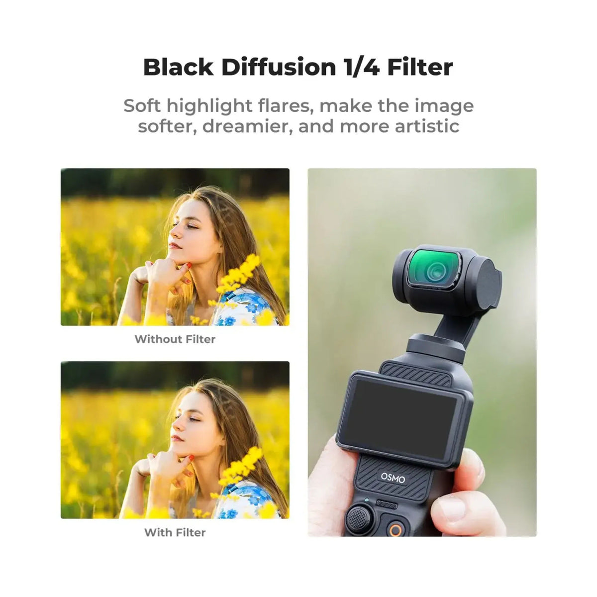 K&F Concept Nano-X Series CPL, Black Diffusion 1/4 and ND2-32 Filter Kit for Osmo Pocket 3