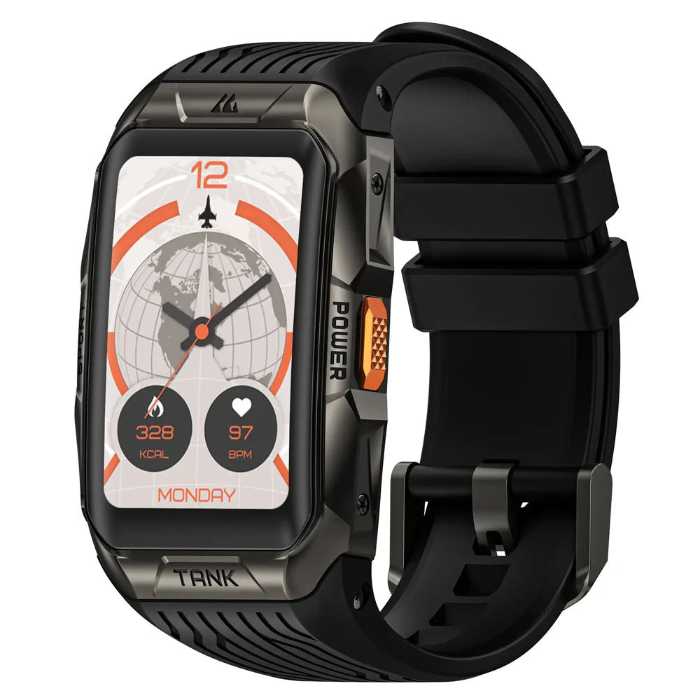 KOSPET Tank X2 Ultra GPS Smartwatch with 1.64” AMOLED Display, Bluetooth Calling, Military Grade & 5ATM Waterproof, Black