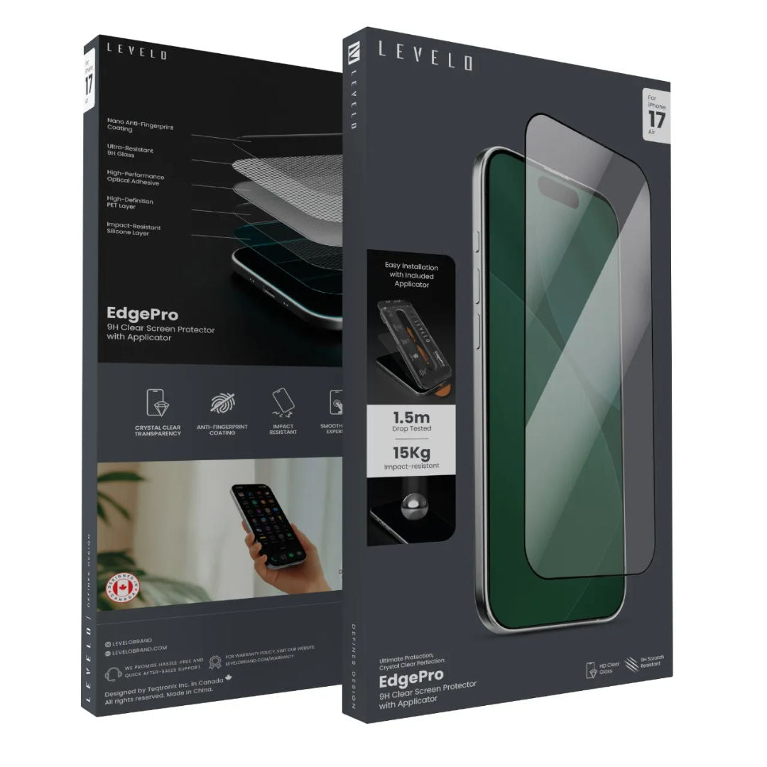 Levelo EdgePro 9H Screen Protector With Applicator For iPhone 17 Series, Privacy Protection Film