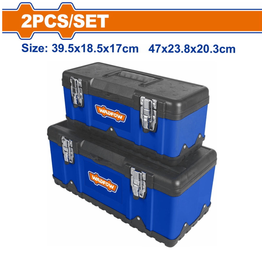 WADFOW 2 Pieces Plastic & Steel Tool Boxes Set, 15.5"